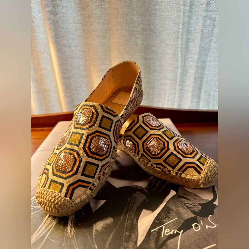 Tory Burch Womens Cecily Espadrilles Printed Flats Shoes $258 new! W9.5
